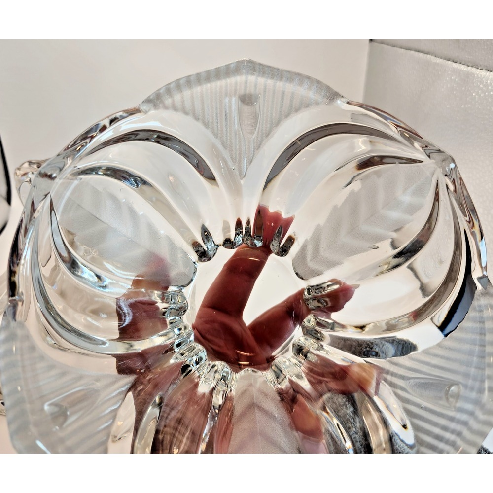 Crystal Clear/frosted Crystal Novellette II Pattern Lead‎ Crystal Candy Dish 9" - Picture 10 of 16